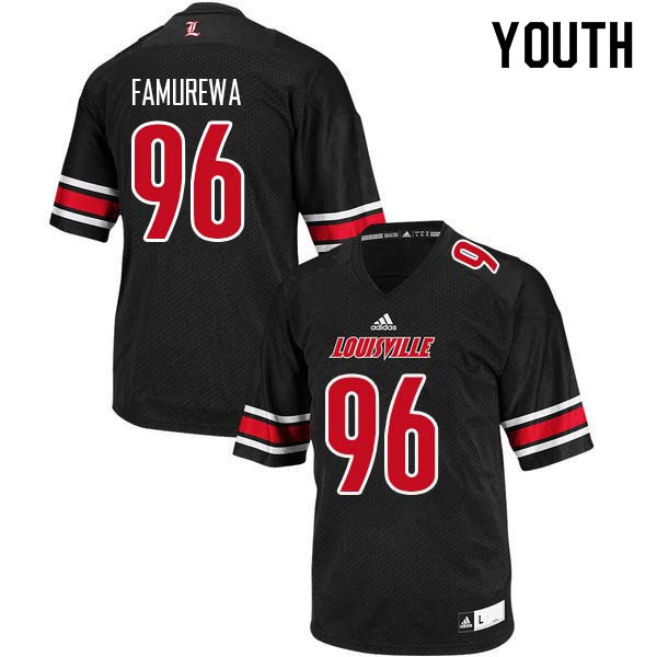 Youth Louisville Cardinals #96 Henry Famurewa College Football Jerseys Sale-Black - Click Image to Close